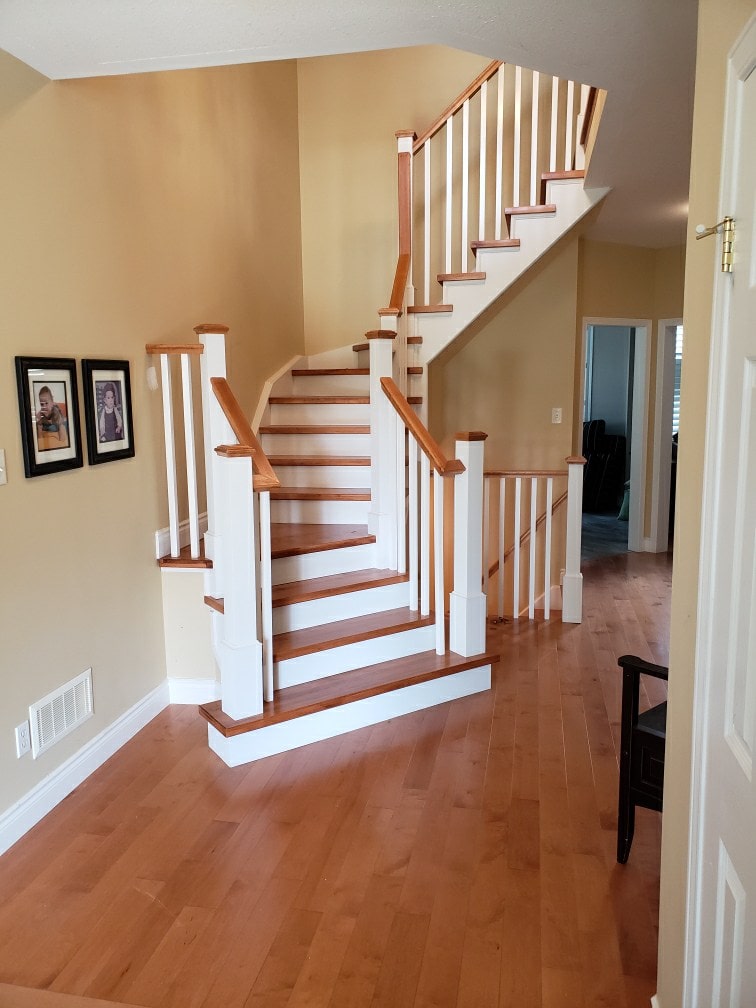 Hardwood stairs Hardwood flooring on stairs Hardwood stairs costs Hardwood stairs installation Hardwood stairs installation Canada  Staircase refinishing Staircase renovation Local staircase installers Staircase suppliers and fitters near me Staircase treads Staircase treads and risers Wooden staircase treads Buy wooden stairs